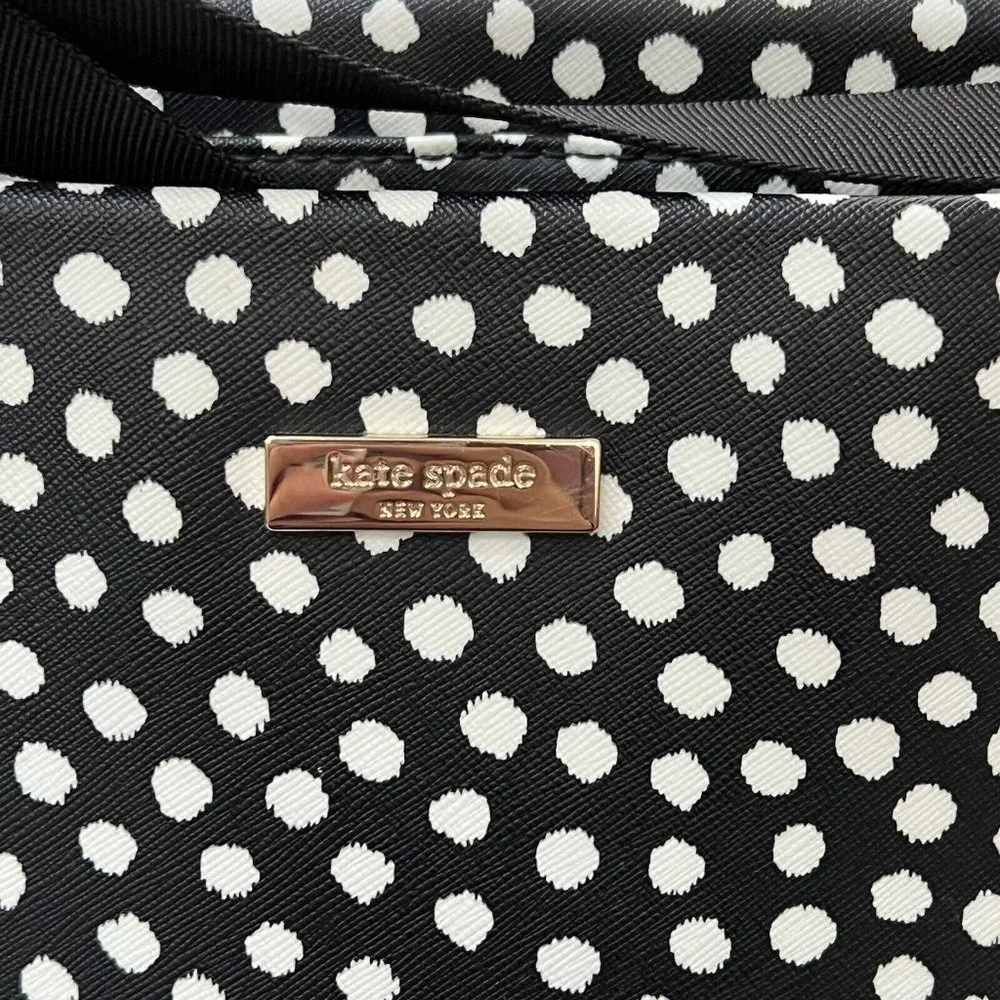 Kate Spade Baby Diaper Bag Black Polka Dot Kaylie Changing Pad Shoulder Strap - Picture 9 of 16